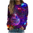 thumbnail image 2 of Jsaierl Womens Christmas Fleece Sweatshirts Plus Size Christmas Graphic Sweatshirt Work Pullover Sweater Tops Round Neck Dressy Casual Long Sleeve Shirts Christmas Gifts, 2 of 5