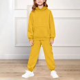 thumbnail image 6 of XIMIN Boys Girls Athletic Matching Set, 2 Piece Tracksuit with Hooded Sweatshirt and Joggers, Jogging Sweatsuit (Gold, 15-16 Years), 6 of 9