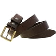 thumbnail image 2 of 1 1/2 Dark Brown Bridle Leather Belt Antique Brass Buckle Made In USA, 2 of 4