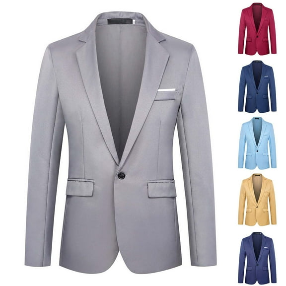 BiZtdJrK Men Wedding Dress Jackets Big and Tall Notch Lapel One Button Casual Sport Coats Regular Fit Solid Business Blazers Blue XL