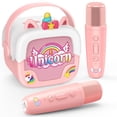 thumbnail image 1 of Máquina de karaoke Delighkidz Mini Unicorn con 2 micrófonos inalámbricos, 1 of 8