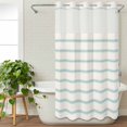 thumbnail image 3 of Turquoise Striped No Hook Shower Curtain Waterproof,Bathroom Curtains with Snap in Liners and See Through Top Window,Farmhouse Pinstripes Geometric Color Hotel Style Bathtub Curtains Shower 36"Wx72"L, 3 of 8