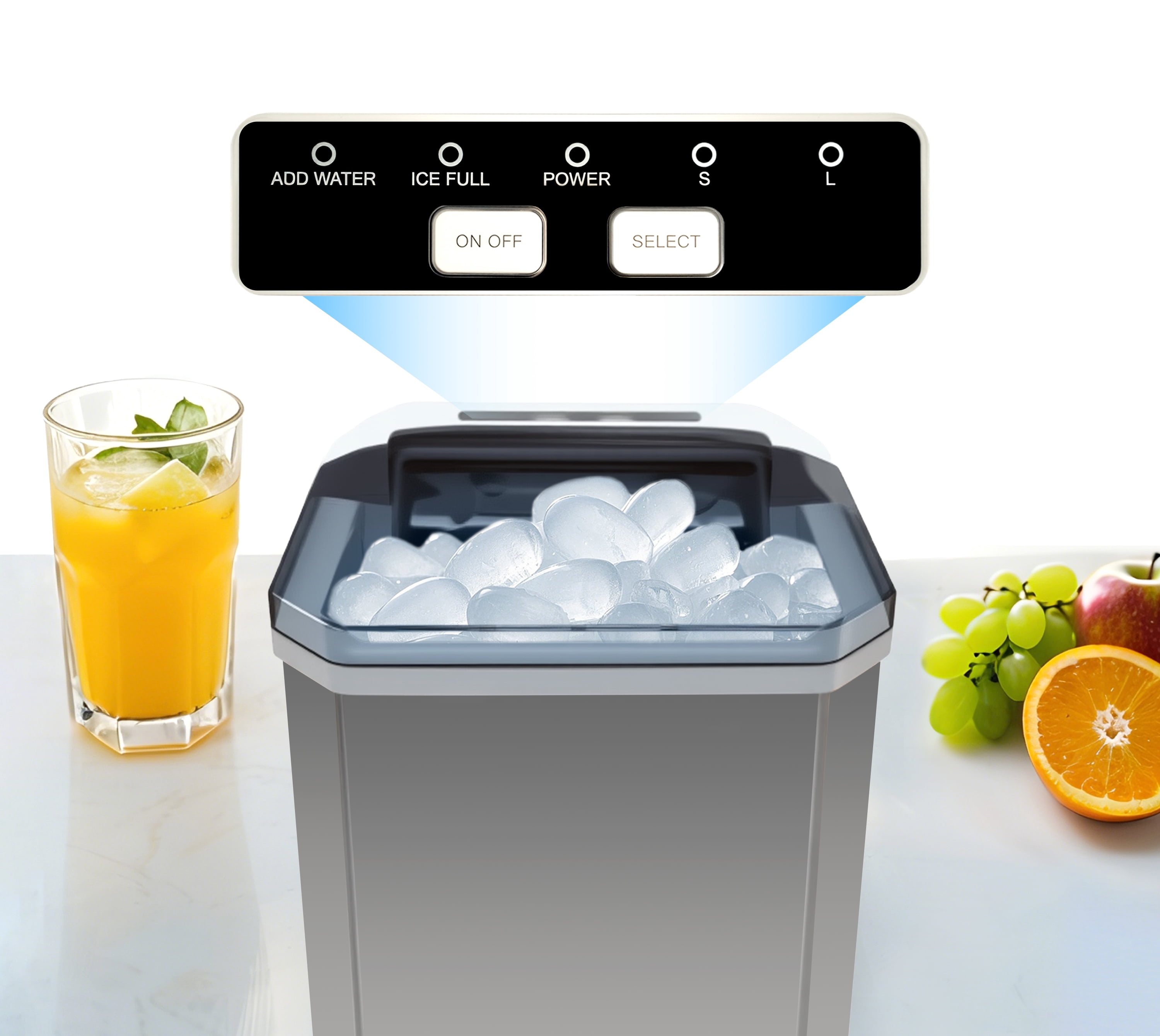 Ice Maker Machine - 26Lbs/24Hrs, Self-Cleaning, 2 Ice Sizes (S/L), Fast 6-Min Cycle, with Infrared Sensor for Home/Office/Commercial Use