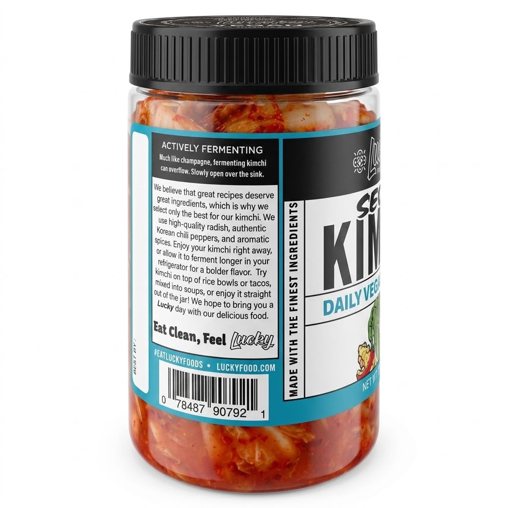 Lucky Seoul Daily Vegan Kimchi, 14 oz, Jar, Refrigerated, Low Sodium