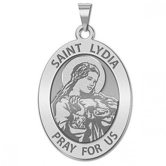 PicturesOnGold.com Saint Lydia OVAL Religious Medal  - 2/3 X 3/4 Inch Size of Nickel, Sterling Silver