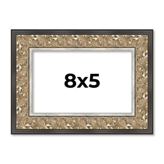 8x5 IN Frame Silver Real Wood Picture Frame Width 1.75 Inches | Interior Frame Depth 0.5 Inches |