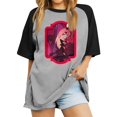 thumbnail image 2 of Hazbin Hotel Moda Mujer Casual Cuello Redondo Impreso Raglan Manga Corta Camiseta Top Vermilion/M, 2 of 6