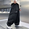 thumbnail image 5 of LILIYA Boys Cargo Pants Straight Leg Casual Trousers For Big Kids Loose Fit Comfortable Long Wide Style, 5 of 5