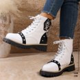 thumbnail image 5 of Willtoo Womens Wedge Platform Boots with Chunky High Platform Heel Lace Up Punk Goth Mid Calf Combat Boots for Autumn Winter, 5 of 5