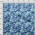 thumbnail image 3 of oneOone Cotton Flex Medium Blue Fabric Ocean Shark Quilting Supplies Print Sewing Fabric By The Yard 40 Inch Wide, 3 of 4
