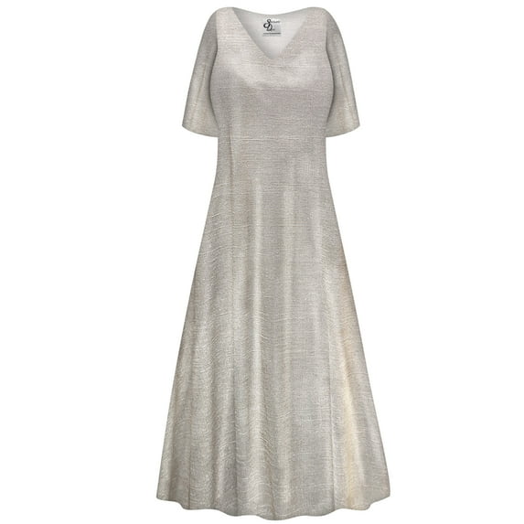 Small Extra Tall Womens High V- Neckline with Short Sleeve Dress Essential Taupe Designer Print A Line Sleek Maxi Dress