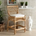 thumbnail image 2 of Bowery Hill White Fabric Upholstered and Brown Rattan Counter Stool, 2 of 10