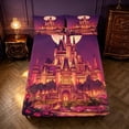 thumbnail image 4 of Homewish Cartoon Castle Queen Sheets for Girls, Chic Blossoms Moon Queen Sheet Sets, 4 Pieces, 1 Flat Sheet, 1 Fitted Sheet and 2 Pillowcases, 4 of 6