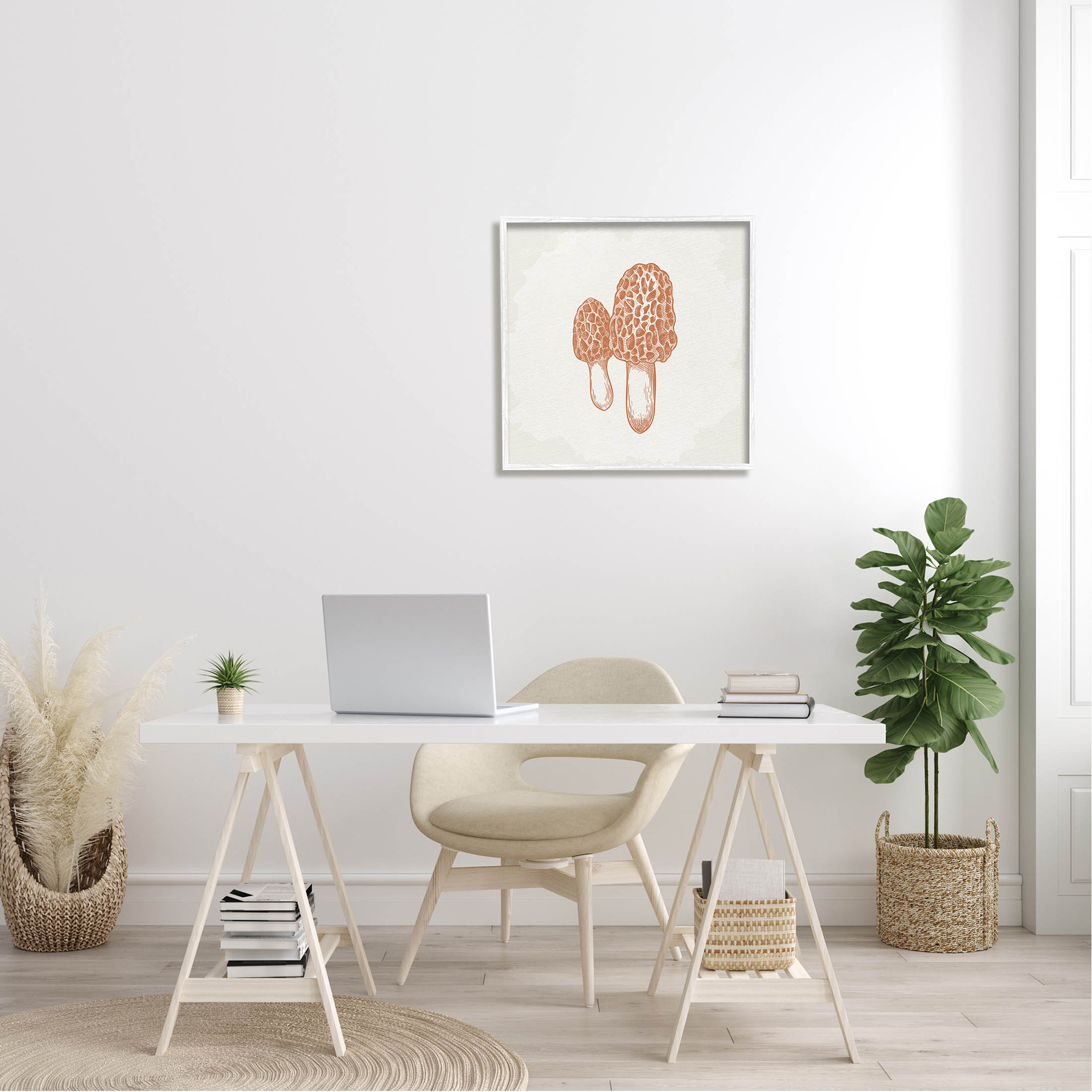 Stupell Industries Detailed Mushroom Latin Study Drawing Graphic Art White Framed Art Print Wall Art, Design by Kim Allen