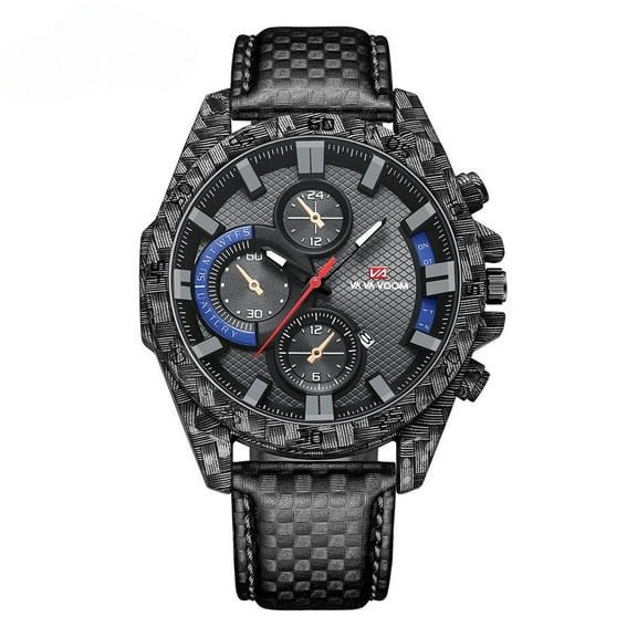 Explojoy Men's Military Sport Watch – Carbon Fiber Design, Waterproof 30M, Quartz Movement, Luminous Dial & Calendar