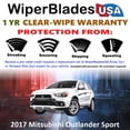 thumbnail image 2 of 2017 Mitsubishi Outlander Sport Beam Wiper Blades Wipers w/1yr Warranty (Set of 3) w/Rear Wiper (WiperBladesUSA), 2 of 5