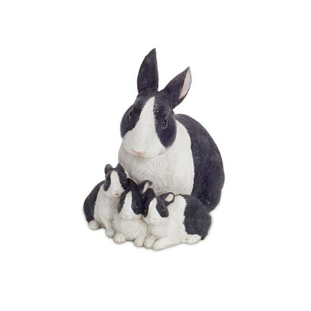 Melrose International 70021 7 in. Resin Rabbit Family, Black & White - Set of 2