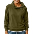 thumbnail image 2 of SYwaren Women's Stylish Sweatshirt Solid Color Turn Down Collar Button Long Sleeve Hoodless Casual Loose Fit Top, 2 of 6