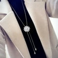 thumbnail image 3 of Yesbay Women Rhinestone Snowflake Pendant Long Chain Sweater Necklace Gift-White + Grey, 3 of 8