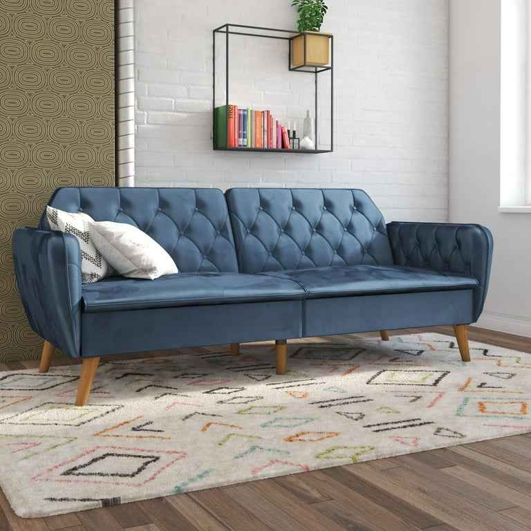 Novogratz Tallulah Memory Foam Futon Blue Velvet Walmart