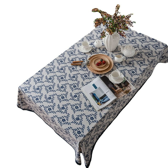 Table Cloth Reusable Soft Lace Design Decorative Plum Blossom Pattern Tablecover Home Use