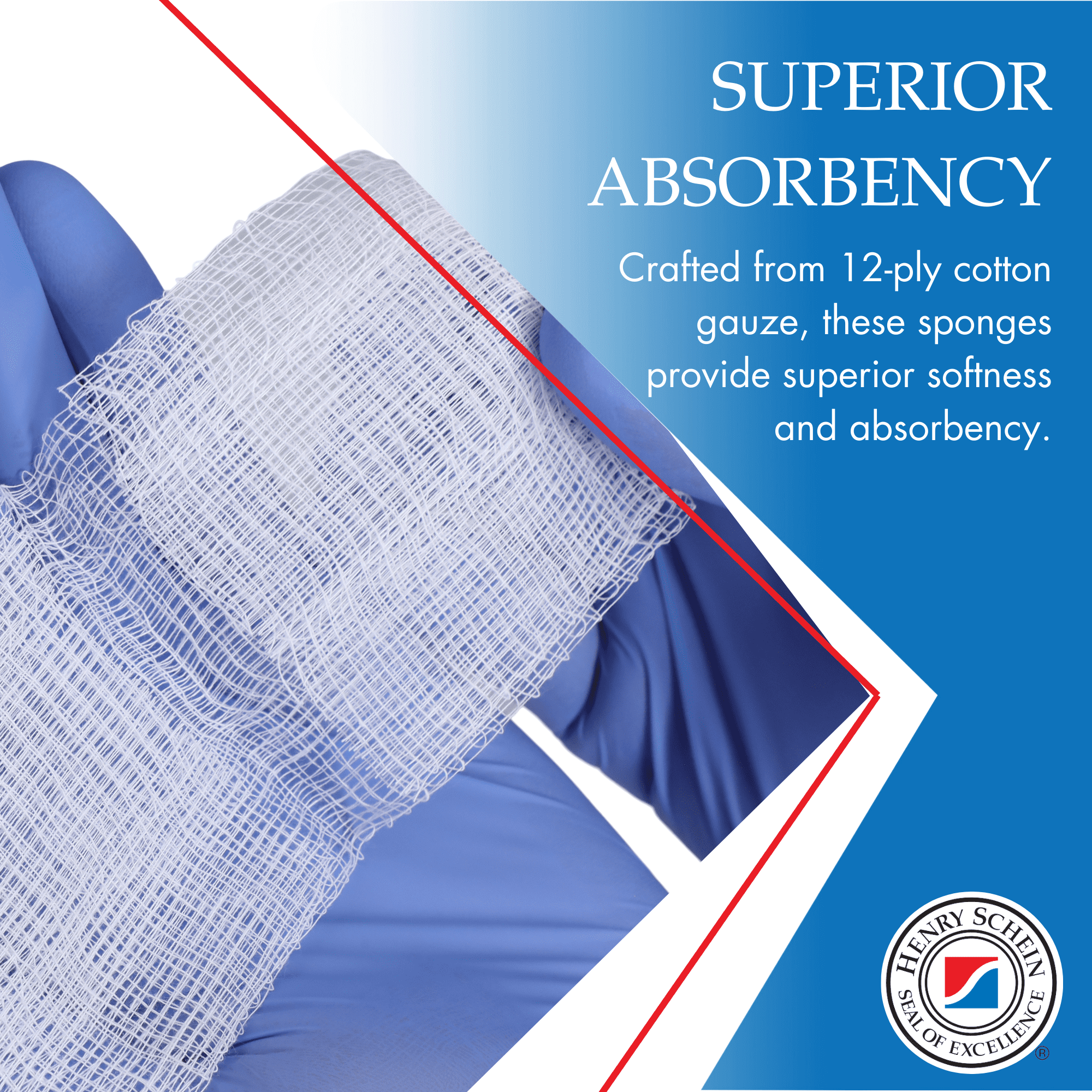Henry Schein 100% Cotton Woven All-Gauze Sponge 3x3" 12 Ply Non-Sterile Square for Wound Dressing Gauze Sponge-Pads for Wound Care & Home First Aid Kits, Pack of 4