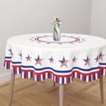 thumbnail image 3 of 4th of July Tablecloth Round 60 Inch Patriotic Tablecloth Red White Blue Stripes Star Table Cloth Washable Table Cove for Home Kitchen Dining Table Decor, 3 of 6