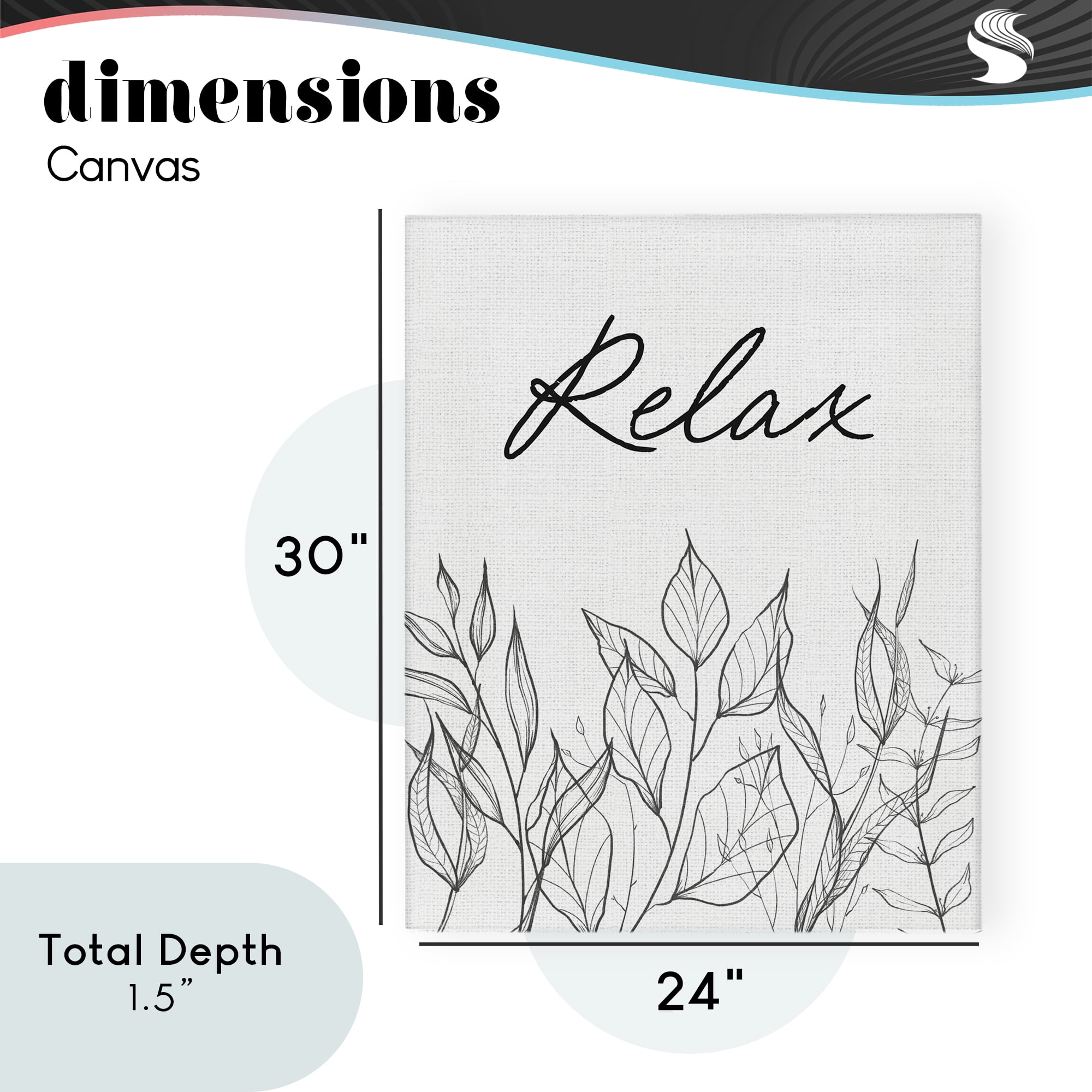 Relax with Leaf Outlines Canvas Wall Art, design by Lettered and Lined