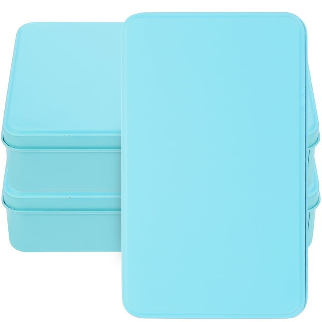KAKOWELY 3pcs Small Tin Box Empty Rectangle Tinplate Box Tinplate Containers Tin Box With Lid,7.48"X4.72"X1.89"