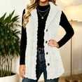 thumbnail image 3 of cocolona Textured Fuzzy Fleece Vest for Women Sleeveless Button Down Cable Knit Cardigan Solid Color Casual Sweater Vest, 3 of 7