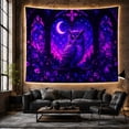 thumbnail image 6 of Great Horned Owl in Gothic Stained Glass Night Sky, Mystical Gothic Style for Owl Lovers, Nocturnal Wall Art, Halloween Gift, Tapestry Wall Hanging for Bedroom and Dorm, 6 of 7