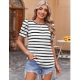 thumbnail image 3 of Camiseta tipo túnica Zeagoo con mangas abullonadas para mujer, talla grande, blanco/negro, 3 of 4