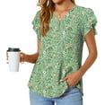 thumbnail image 2 of Fantaslook V Neck Womens Tops Dressy Ruffle Sleeve Shirts Button Up Tunic Summer Floral Blouses, 2 of 7