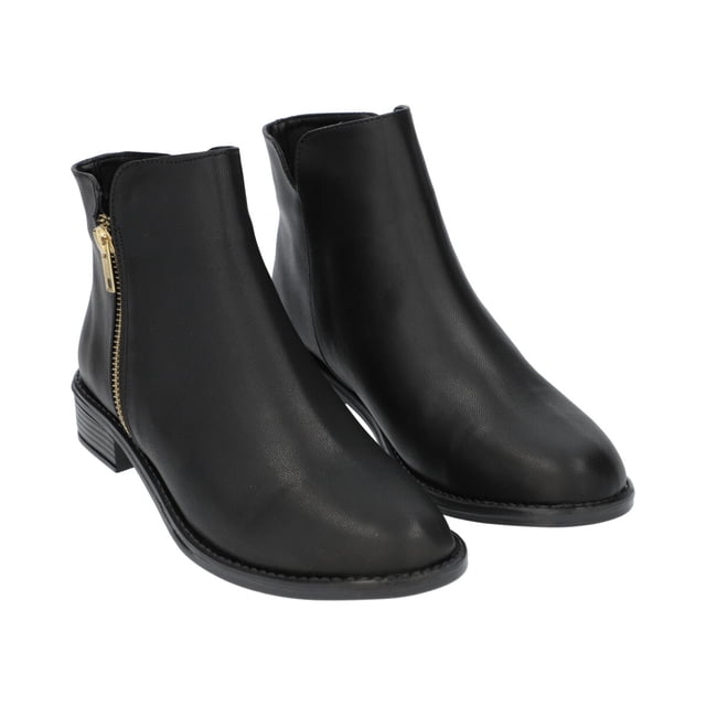Botín Para Mujer Color Negro De Cierre Lateral Tipo Vinipiel Platonia VIOLETA-01-NEGRO