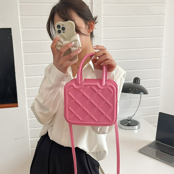 Bolsa Bolso bandolera portátil de galleta Bolso bandolera de color caramelo de cuero PU (Rosa) Ehuebsd Nuevos Originales