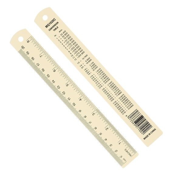 Uxcell 20cm/8" Metal Ruler, 2 Pack Aluminum Alloy Rulers with Centimeters, Millimeters, Inches and Conversion Table Straight Edge Ruler for Writing Machinist Drafting, Yellow
