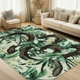 thumbnail image 5 of Assaile 8 x 10 ft Polyester Pearl Velvet Beige Green Rectangular Hallway Bathroom Entryway Kitchen Office Foldable Flower Snake Printed Modern Washable Area Rug, 5 of 8