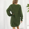 thumbnail image 4 of Vestido de punto con cuello en V, vestido de suéter suelto con cordón, vestido de suéter elástico, vestido de suéter para mujer, rendimiento comprobado, 4 of 6