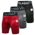 thumbnail image 1 of 3-pack men's compression athletic shorts with pockets, 1 of 8