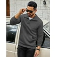 thumbnail image 4 of COOFANDY Men Quarter Zip Sweatshirt Long Sleeve Plaid Jacquard Pullover with Kangaroo Pokcet, 4 of 7