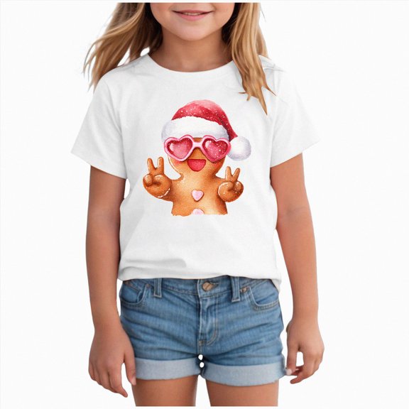 NOLDARES Christmas Cookie Shirt Toddler Girls Cookie T-Shirt Xmas Gifts Tee Tops Holiday Outfits,A607-White