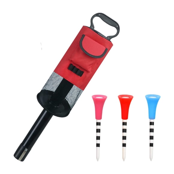 Agarrador de pelotas de golf con 3 tees de golf para práctica de entrenamiento Rojo