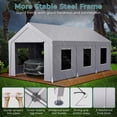thumbnail image 6 of Vitarpatio 10x20 ft Carport Heavy Duty, Reinforced Metal Car Port Canopy Portable Garage Waterproof Car Tent with 6 Roll-up Windows, Door and Removable Sidewalls, Light Gray, 6 of 10