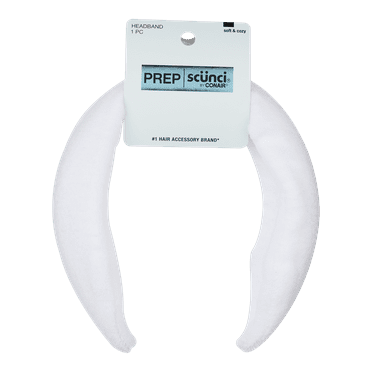 Scunci Prep Terry Soft & Crazy Headband, White, 1-Count