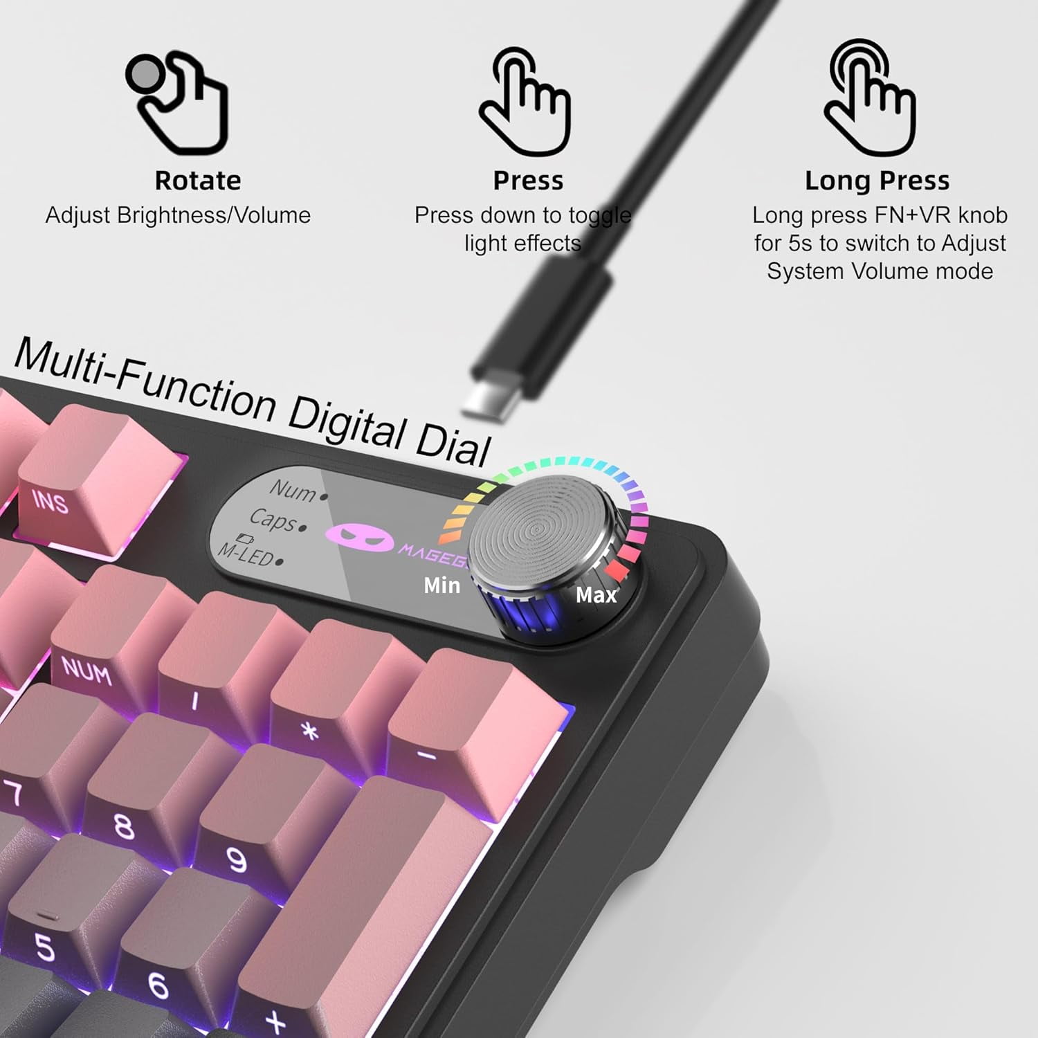 MageGee Keyboard GK960 98 Keys 95% Layout Keyboards, Type-C Connected Keyboard, Side Engraved ABS Keycaps, for PC/Loptop/MAC