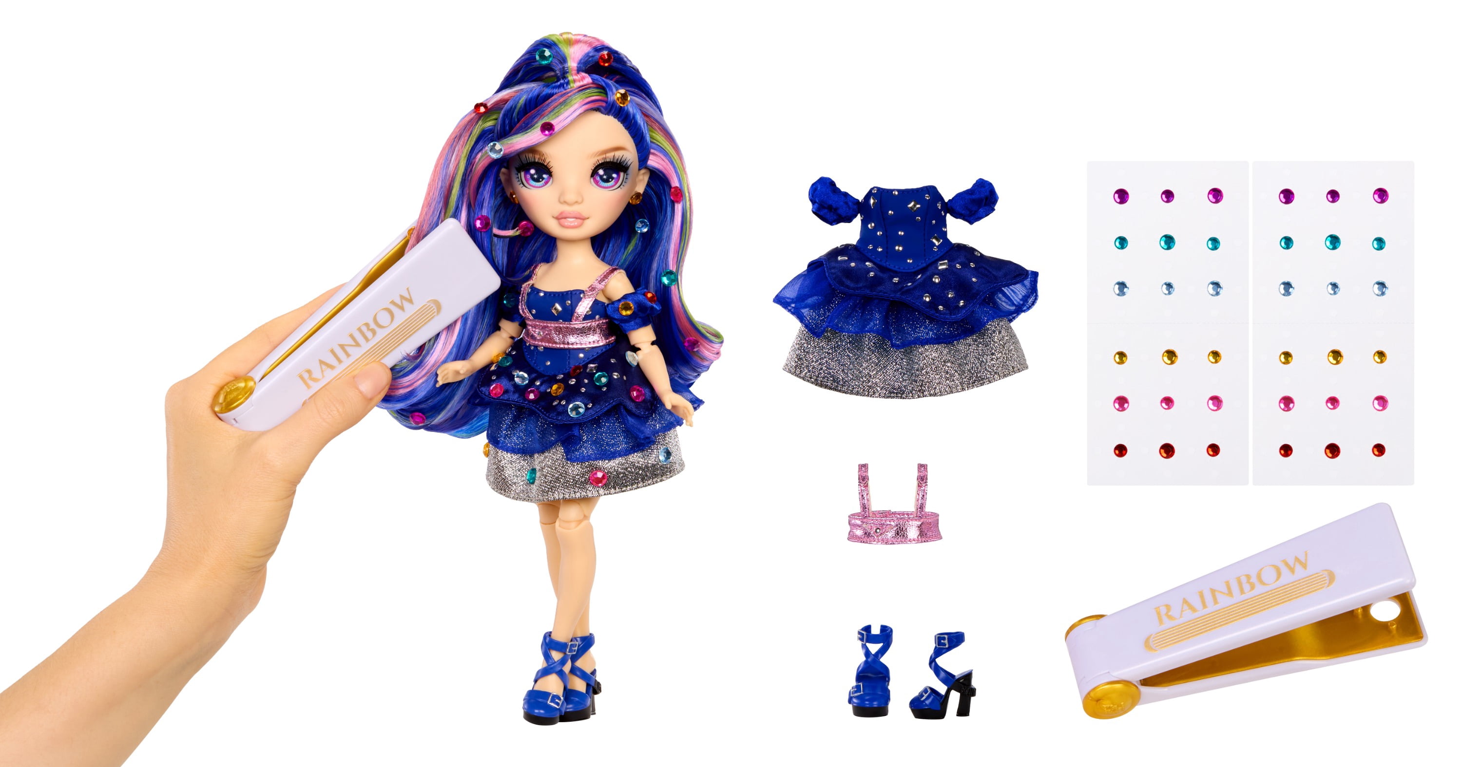 Rainbow High Be Dazzling Fashion Dolls- Genevieve Bleue (Blue) with Bedazzler Tool and Sparkle Gems