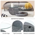 thumbnail image 4 of StnTalk 42" Round Coffee Table, 3-Tier Glass Coffee Table with Imitation Stone Pattern MDF Base, Modern Storage Center Table for Living Room, Small Space, Apartment, 4 of 7