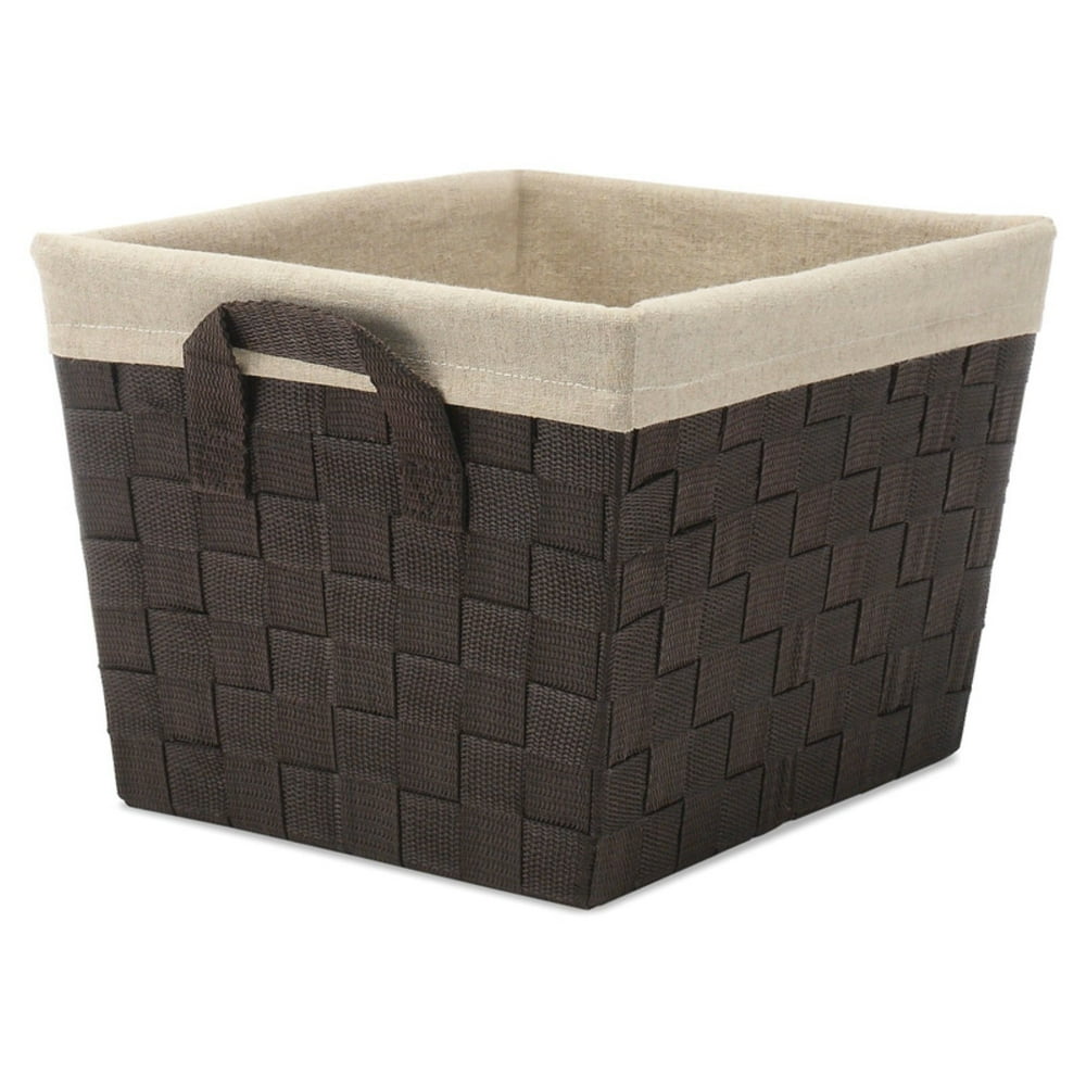 Whitmor Woven Strap Storage Tote Basket Espresso with Cream Liner