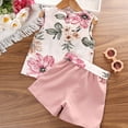 thumbnail image 4 of LYMAYTER Kids Girls Sweet Shirt Outfit 2PCS Toddler Printed Sleeveless Shirt + Shorts Set for 4-7 Years, 4 of 10