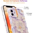 thumbnail image 3 of Case for iPhone 12, Colorful Retro Oil Painting Flower Laser Glossy Pattern Cute Curly Waves Border Exquisite Floral Phone Cover Stylish Durable TPU Protective Case for Girls Women - Purple#2, 3 of 12